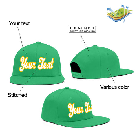 Custom Green Yellow-White Casual Sport Baseball Cap