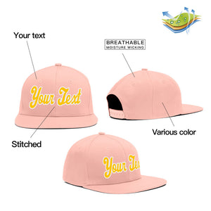 Custom Pink Yellow-White Casual Sport Baseball Cap