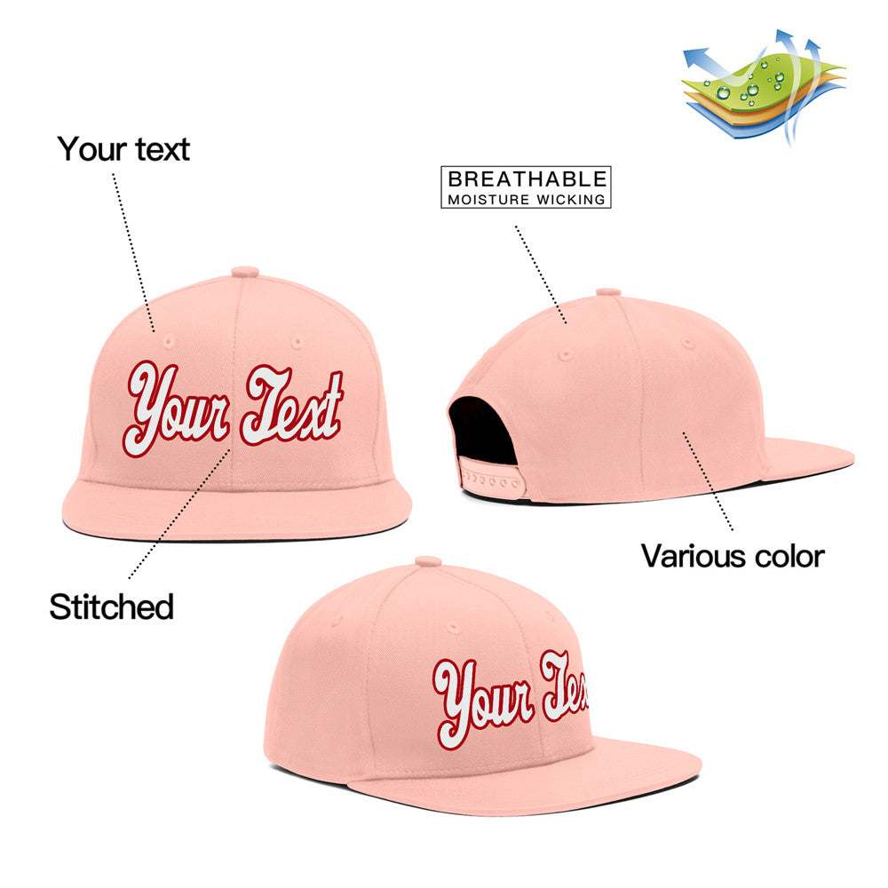 Custom Pink Red-White Casual Sport Baseball Cap