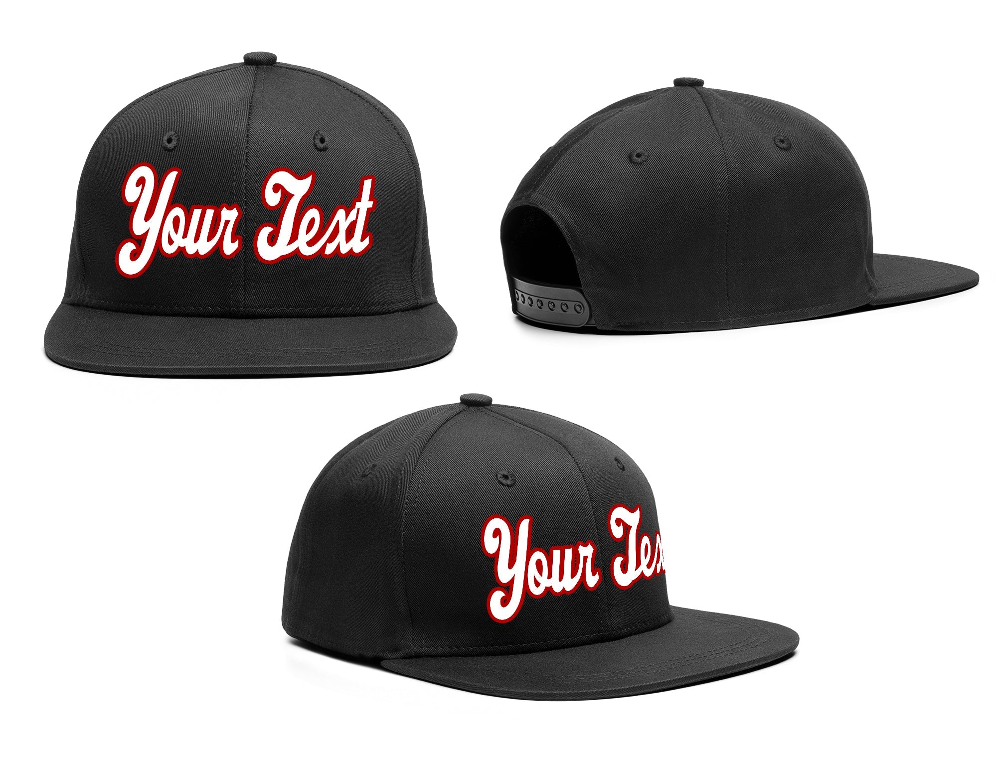 Custom Black White-Red Sport Baseball Cap