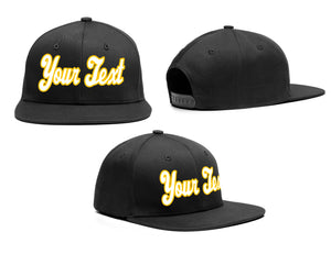 Custom Black White-Yellow Casual Sport Baseball Cap