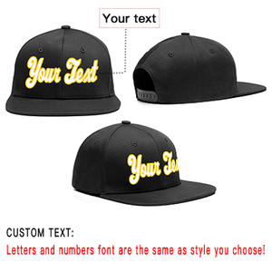 Custom Black White-Yellow Casual Sport Baseball Cap