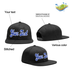 Custom Black Royal-White Casual Sport Baseball Cap