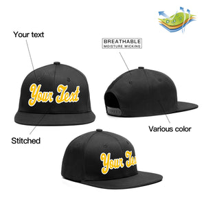 Casquette de baseball sport décontractée personnalisée noir blanc-jaune