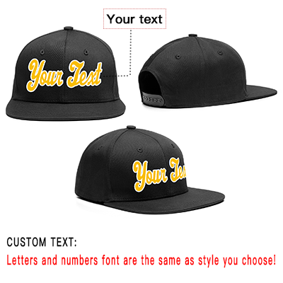 Custom Black White-Yellow Sport Baseball Cap