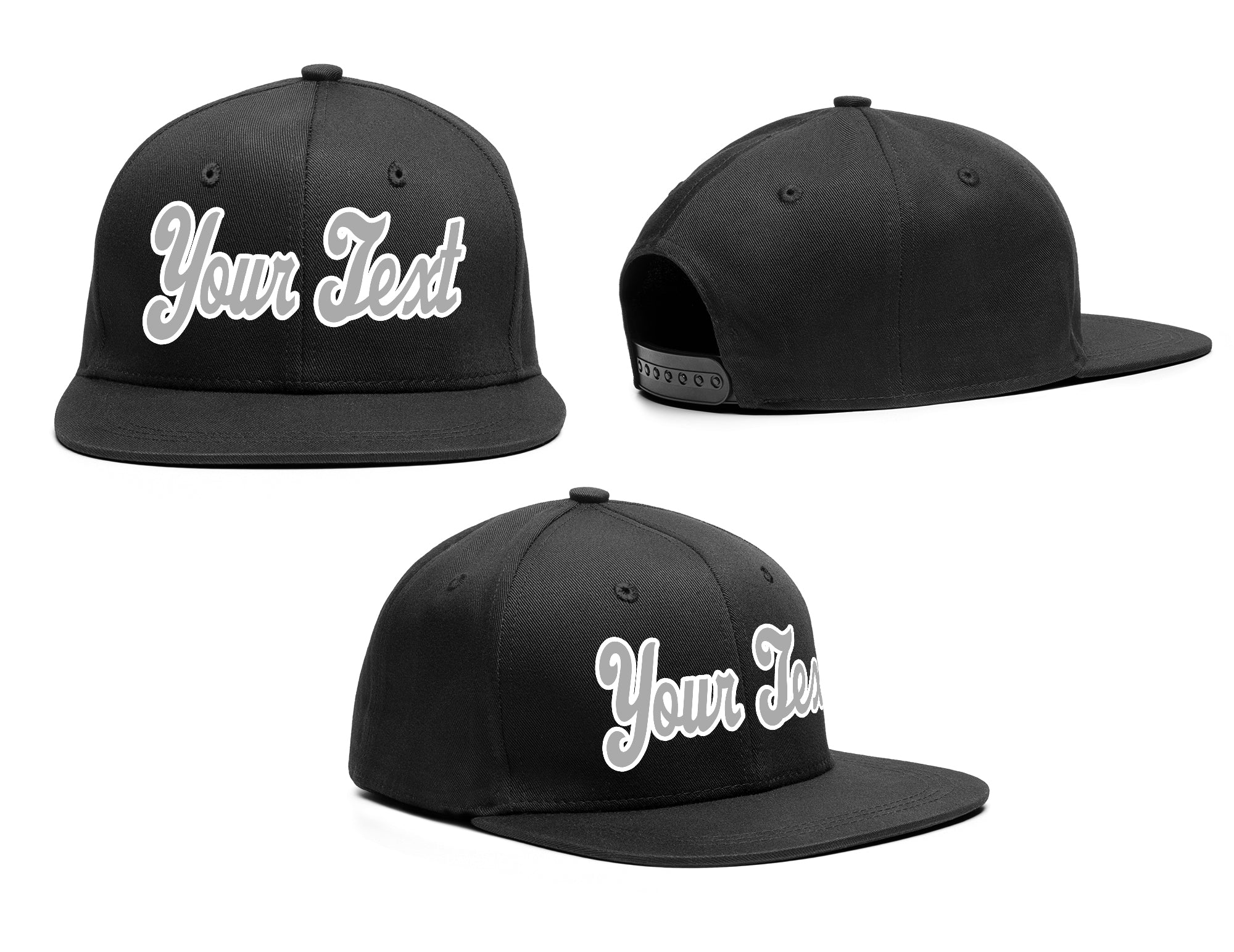 Custom Black Grey-White Casual Sport Baseball Cap