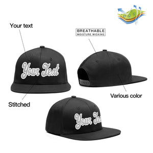 Custom Black Grey-White Casual Sport Baseball Cap