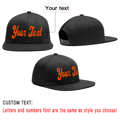 Custom Black Orange Casual Sport Baseball Cap