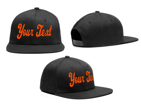 Custom Black Orange Casual Sport Baseball Cap