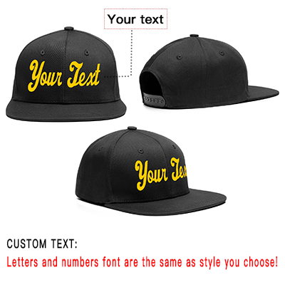 Custom Black Yellow Casual Sport Baseball Cap