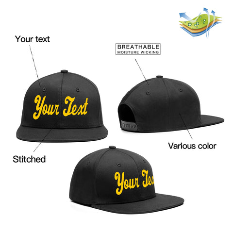 Custom Black Yellow Casual Sport Baseball Cap