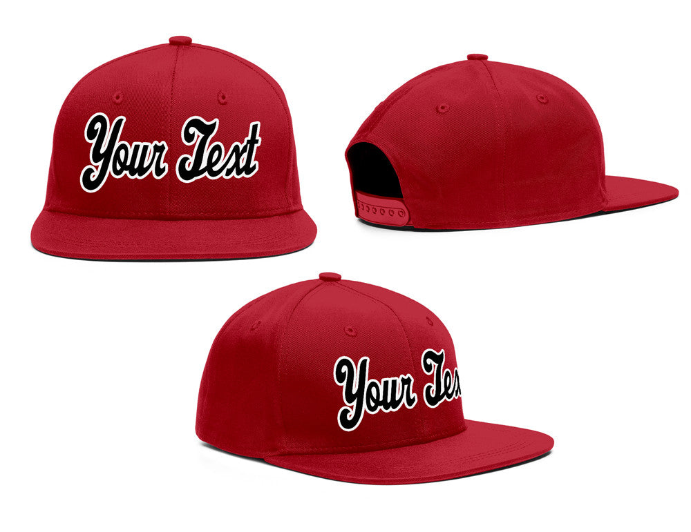 Custom Red Black-White Casual Sport Baseball Cap