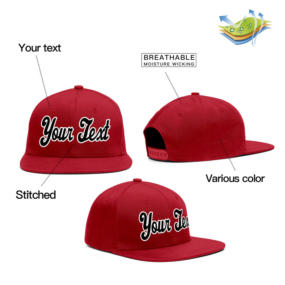 Custom Red Black-White Casual Sport Baseball Cap