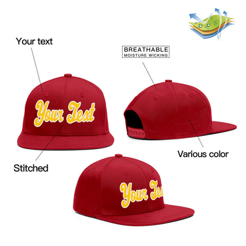 Custom Red White-Yellow Casual Sport Baseball Cap