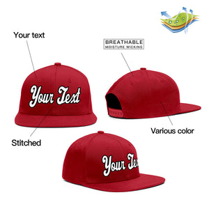 Custom Red White-Black Casual Sport Baseball Cap