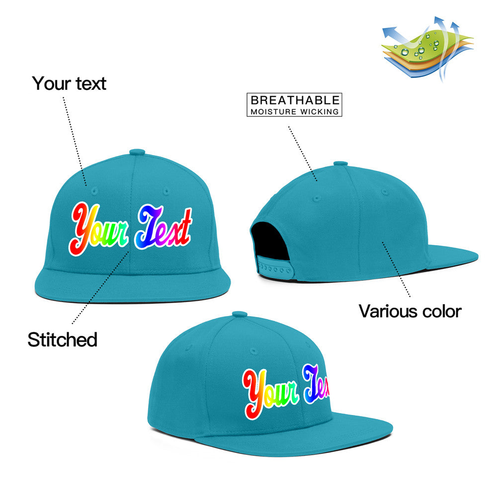 Custom Aqua Gradient Casual Sport Baseball Cap