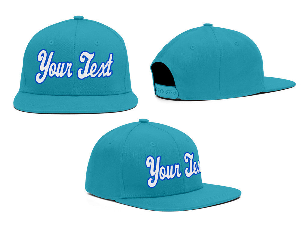 Custom Aqua White-Blue Casual Sport Baseball Cap