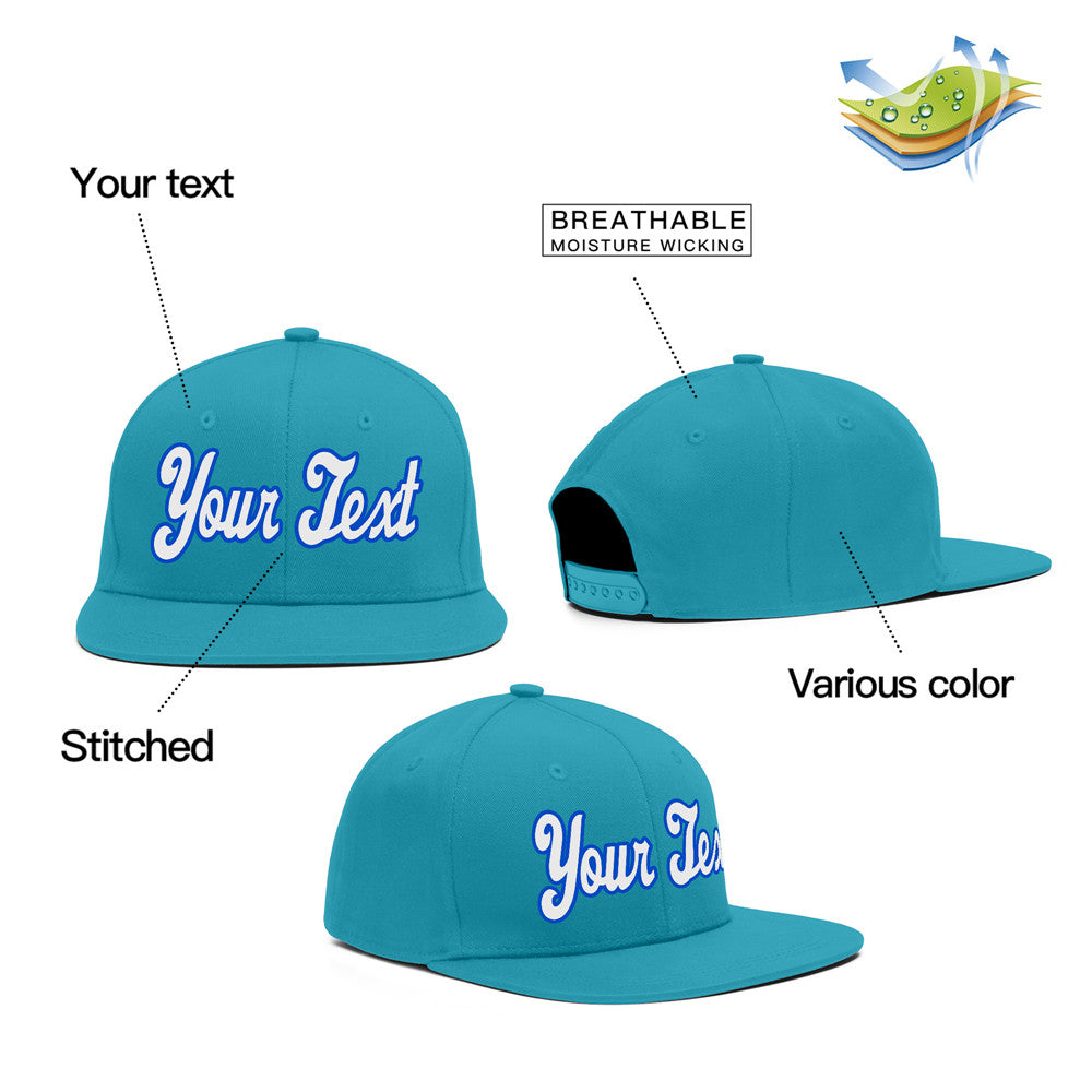 Custom Aqua White-Blue Casual Sport Baseball Cap