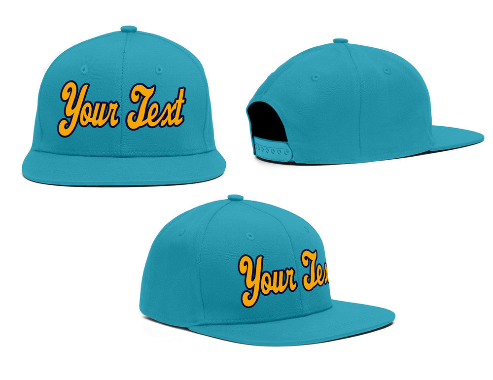 Custom Aqua Yellow-Navy Casual Sport Baseball Cap