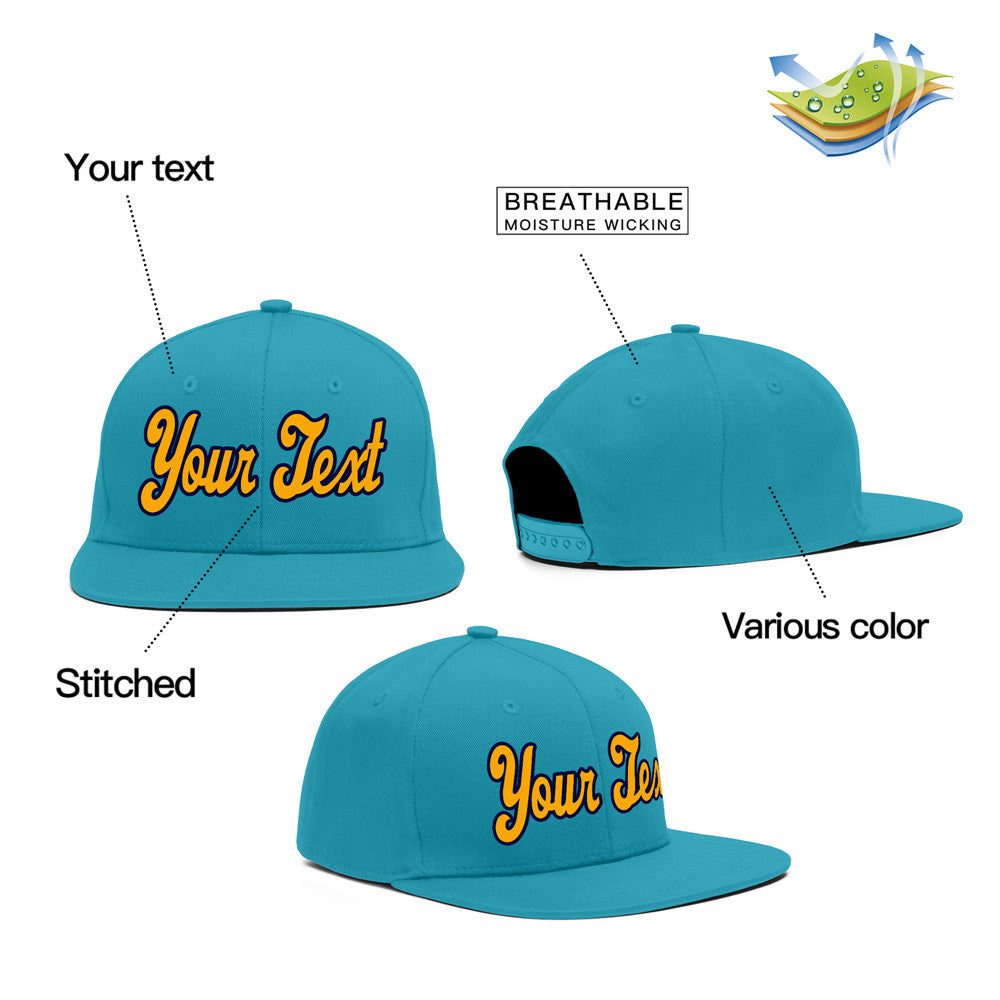 Custom Aqua Yellow-Navy Casual Sport Baseball Cap