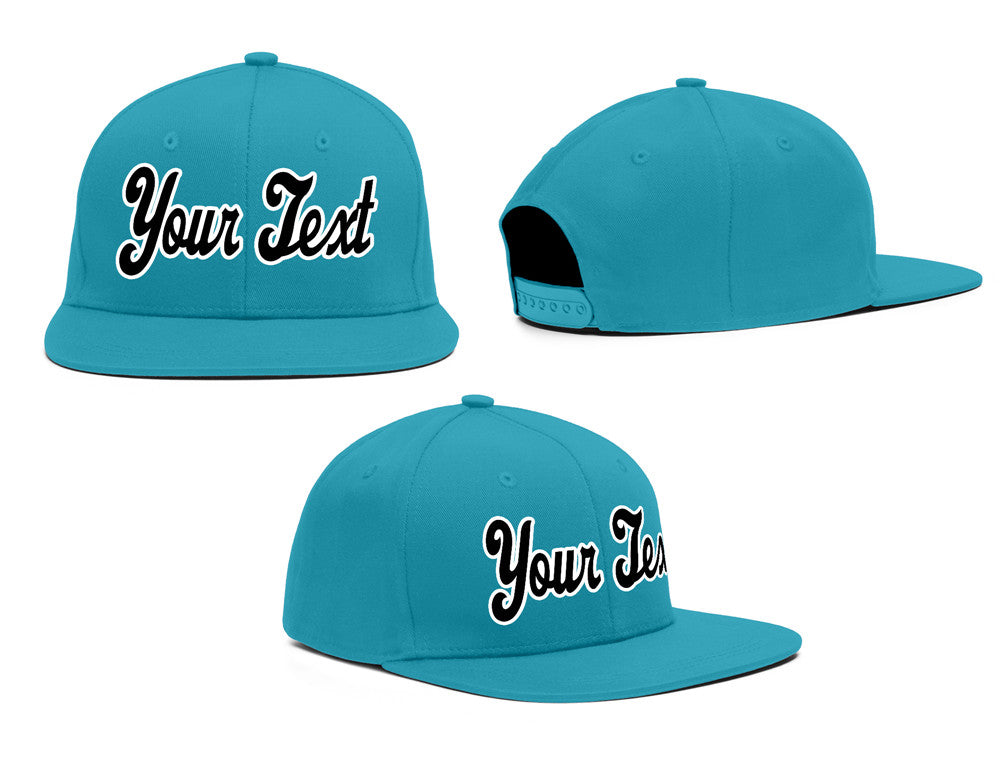 Custom Aqua Black-White Casual Sport Baseball Cap