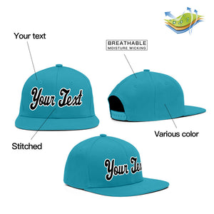 Custom Aqua Black-White Casual Sport Baseball Cap