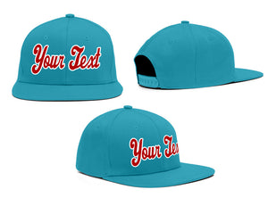 Custom Aqua White-Red Casual Sport Baseball Cap