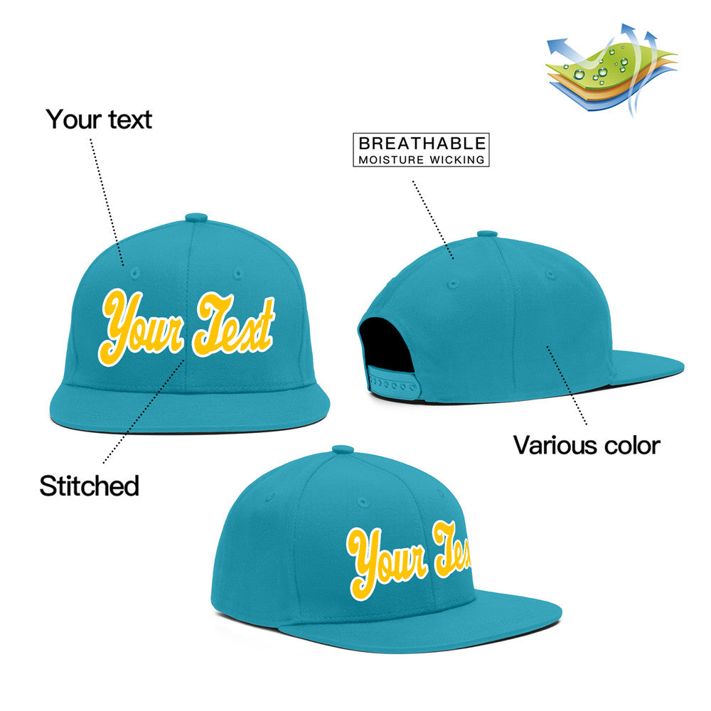 Casquette de baseball sport décontractée personnalisée Aqua jaune-blanc