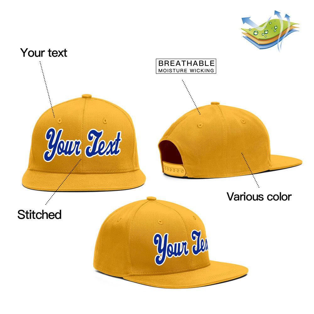 Casquette de baseball sport décontractée jaune royal-blanc personnalisée