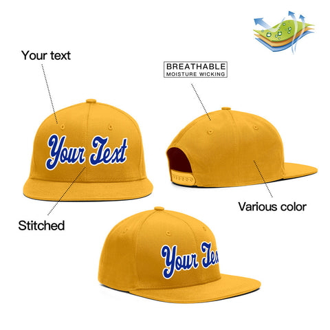 Custom Yellow Royal-White Casual Sport Baseball Cap