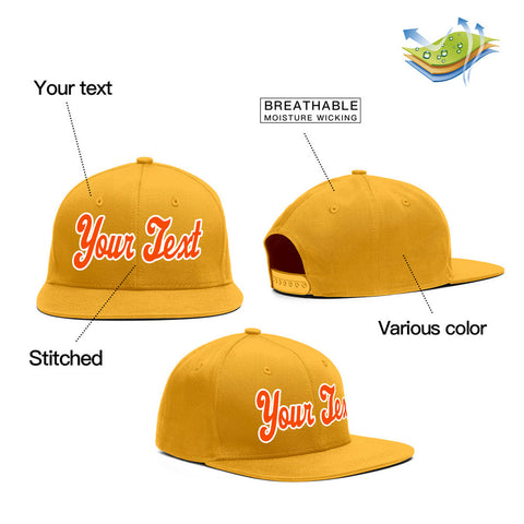 Custom Yellow White-Orange Casual Sport Baseball Cap
