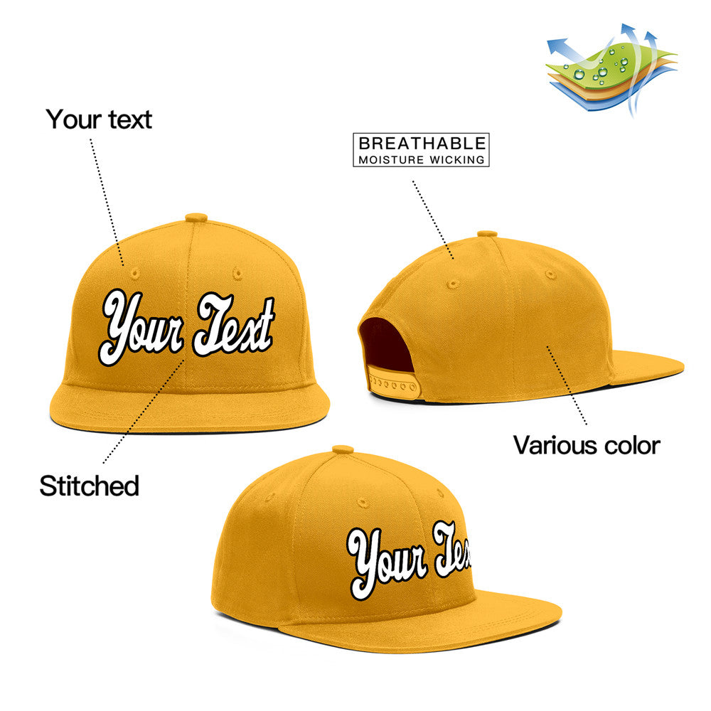 Custom Yellow White-Black Casual Sport Baseball Cap