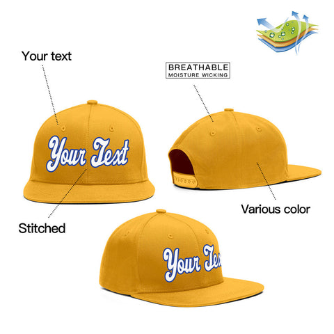 Custom Yellow White-Royal Casual Sport Baseball Cap
