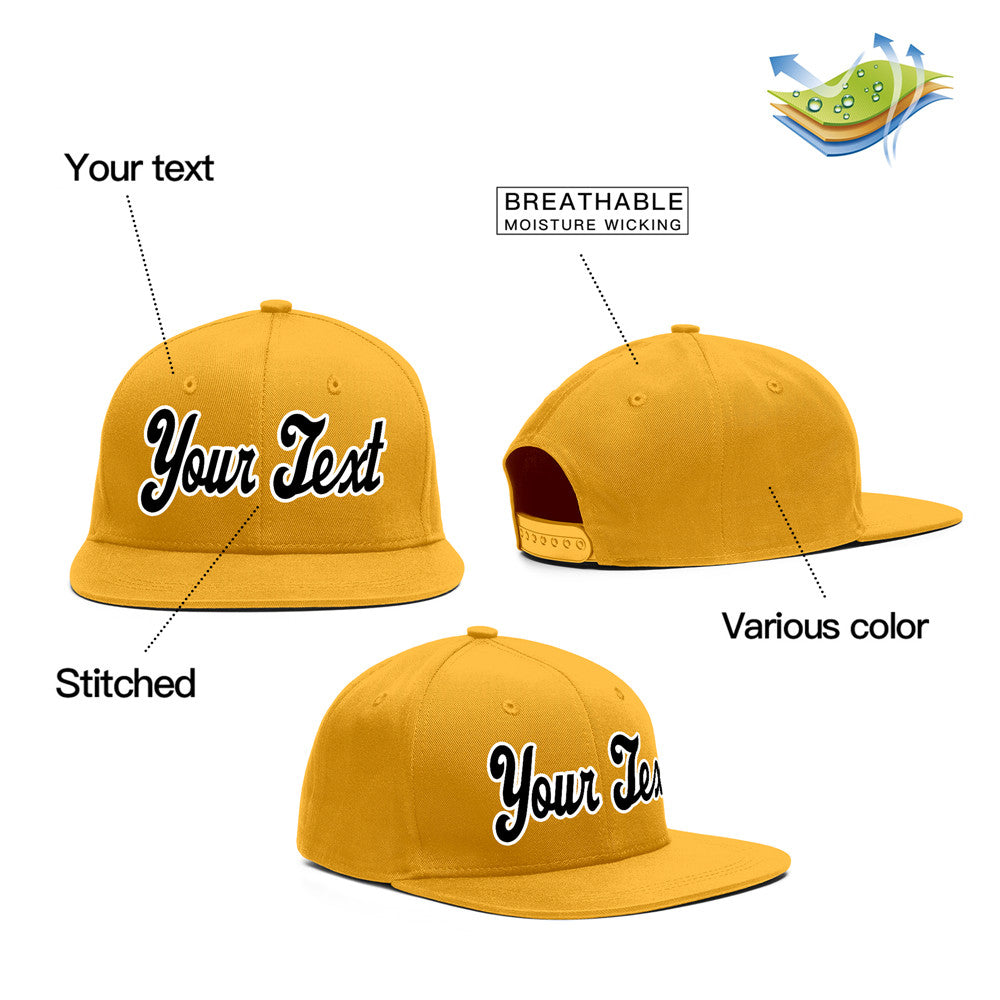 Custom Yellow Black-White Casual Sport Baseball Cap