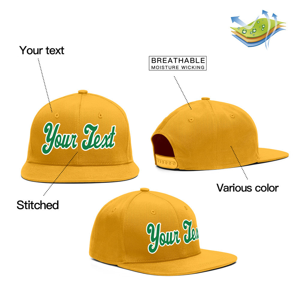 Custom Yellow Green-White Casual Sport Baseball Cap