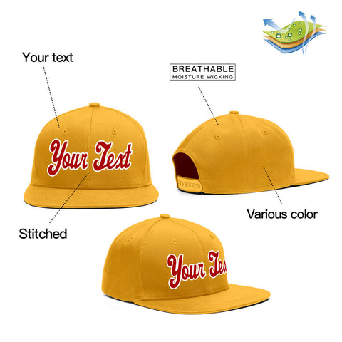 Custom Yellow Red-White Casual Sport Baseball Cap