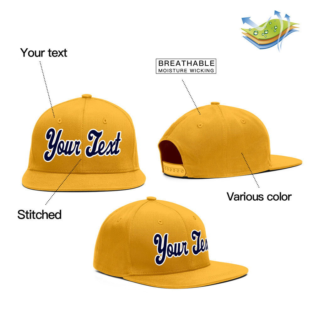 Casquette de baseball sport décontractée jaune marine-blanc personnalisée