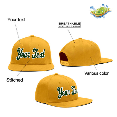 Custom Yellow Green-White Casual Sport Baseball Cap