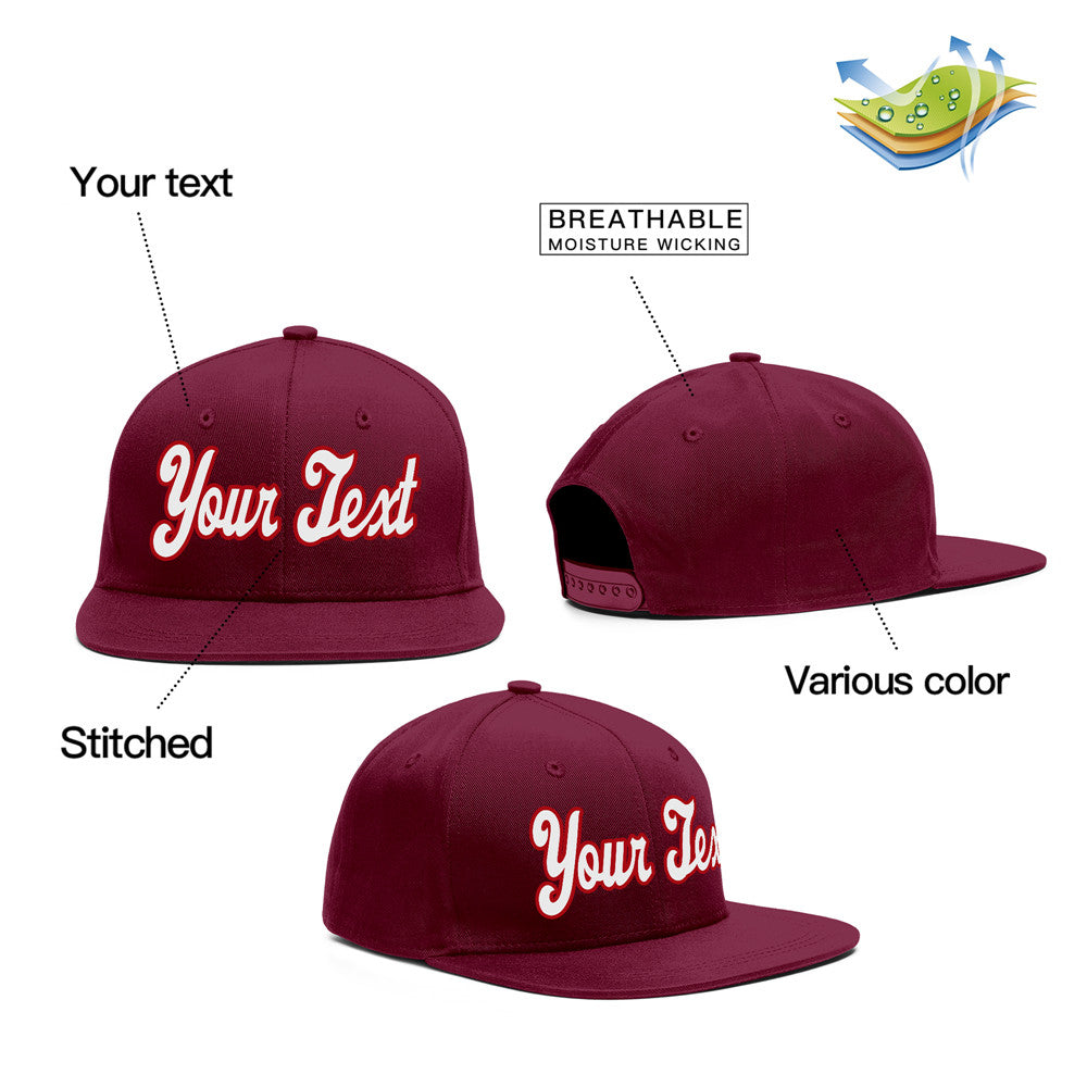 Custom Crimson White-Red Casual Sport Baseball Cap