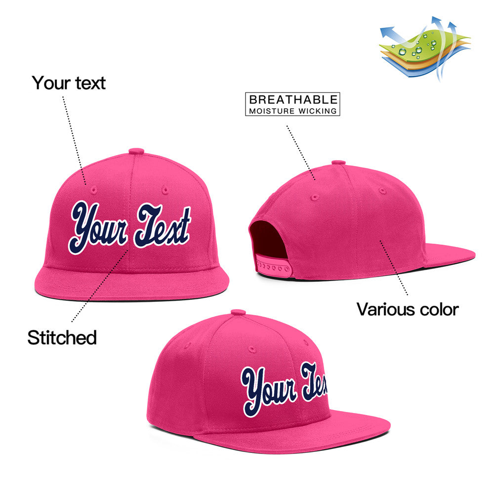 Custom Pink Navy-White Red Casual Sport Baseball Cap