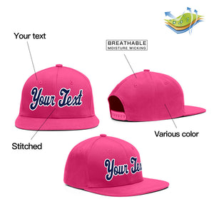 Custom Pink Navy-White Red Casual Sport Baseball Cap