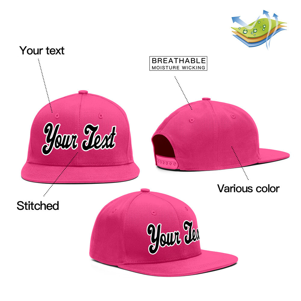 Custom Pink Black-White Casual Sport Baseball Cap