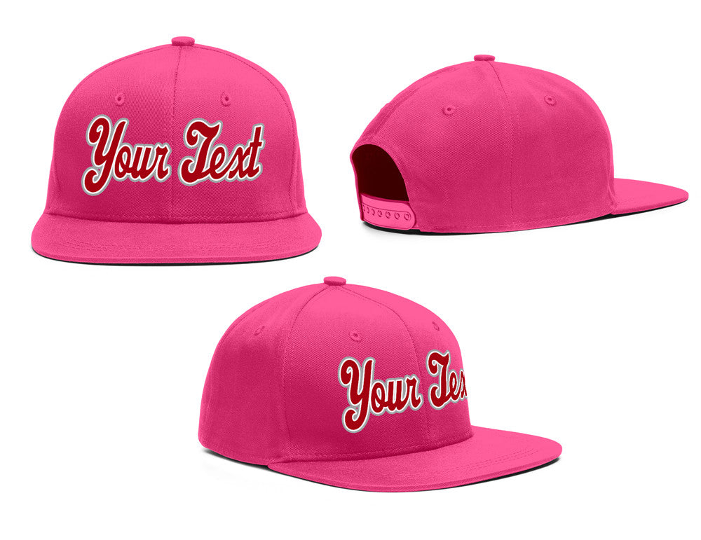 Custom Pink White-Red Grey Casual Sport Baseball Cap