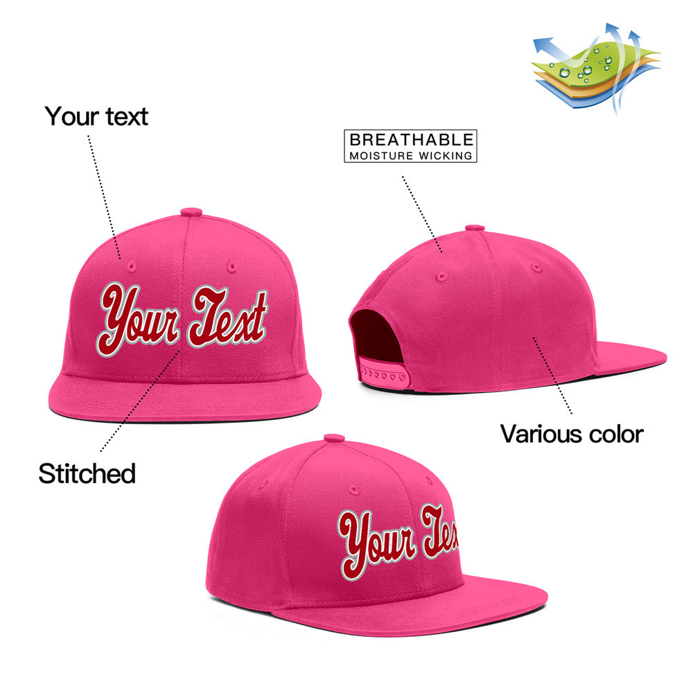 Custom Pink White-Red Grey Casual Sport Baseball Cap