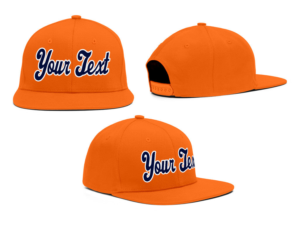 Custom Orange White-Navy Casual Sport Baseball Cap