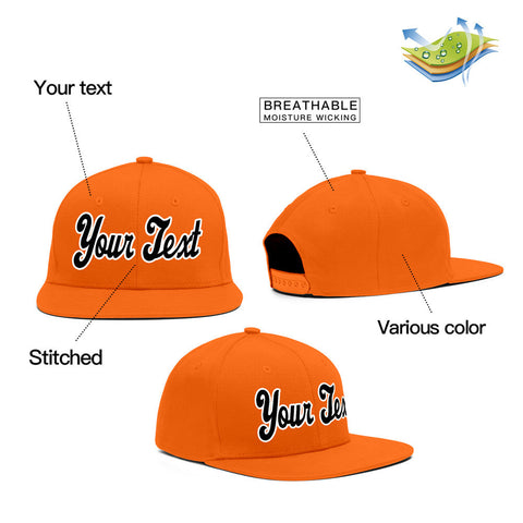 Custom Orange White-Black Casual Sport Baseball Cap