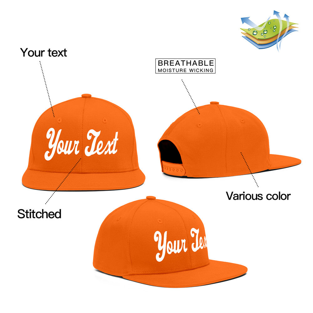 Custom Orange White Casual Sport Baseball Cap