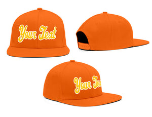 Custom Orange White-Yellow Casual Sport Baseball Cap