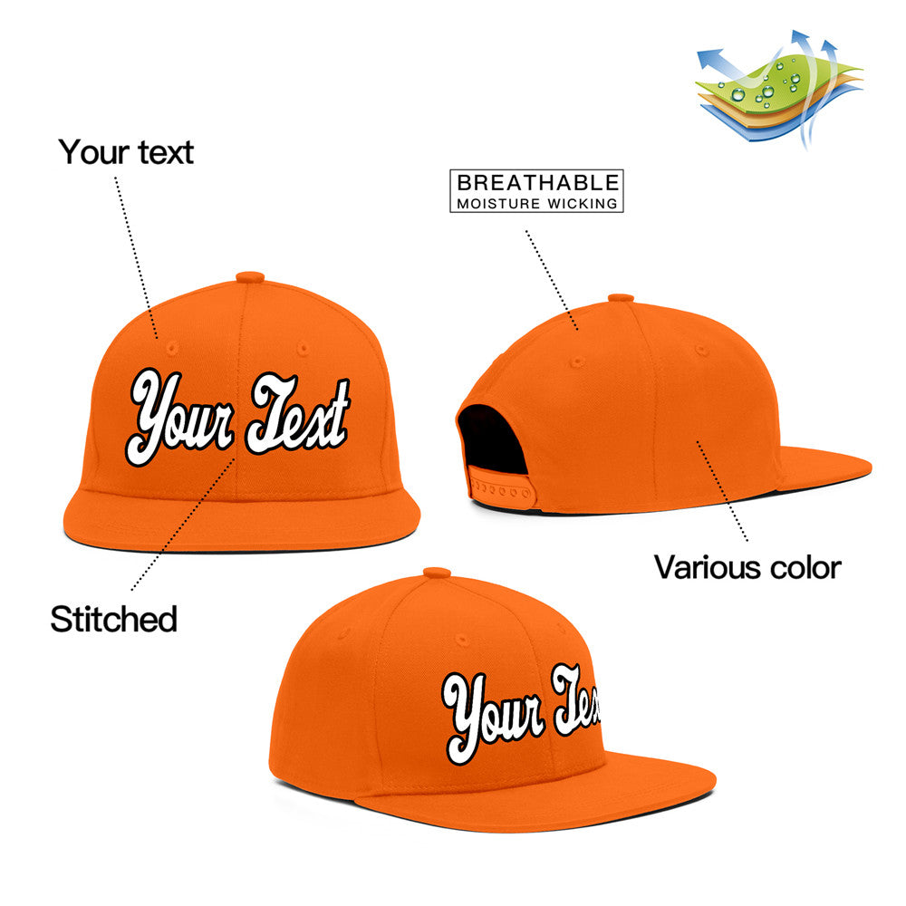 Custom Orange Black-White Casual Sport Baseball Cap