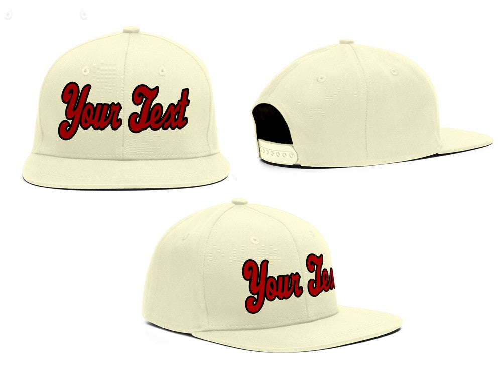 Custom Cream Red-Black Sport Baseball Cap